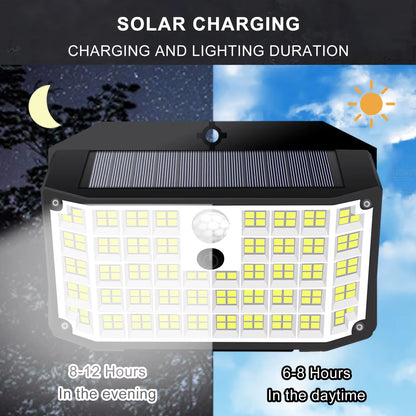 Solar Outdoor Lights 176 LED Solar Powered Motion Sensor Flood Lights IP65 Waterproof 3 Modes Wall Lamp for outside Porch Yard