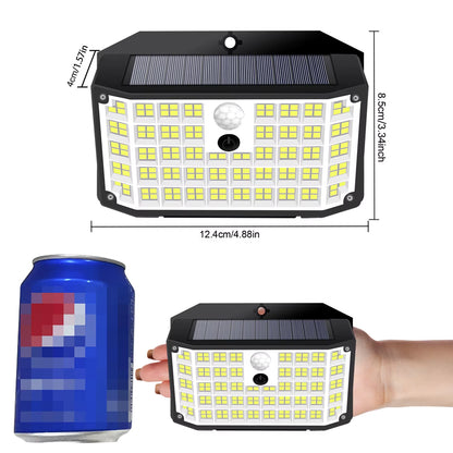 Solar Outdoor Lights 176 LED Solar Powered Motion Sensor Flood Lights IP65 Waterproof 3 Modes Wall Lamp for outside Porch Yard