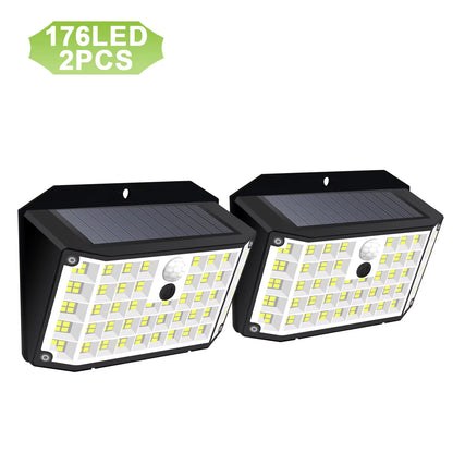 Solar Outdoor Lights 176 LED Solar Powered Motion Sensor Flood Lights IP65 Waterproof 3 Modes Wall Lamp for outside Porch Yard